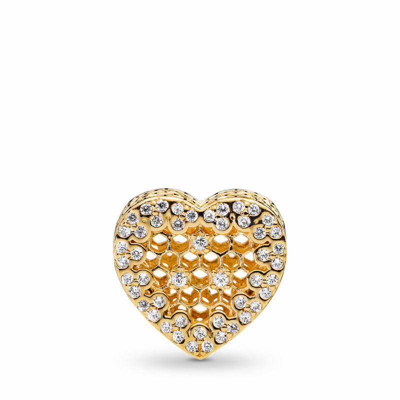 Pandora Shine™ Honeycomb Lace Charm - 18ct Gold Plated/Cubic Zirconia - Canada | MB9944SG